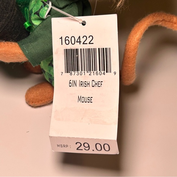 Annalee 6” Irish Chef Mouse with Chef Hat Coat and Shamrock Apron. NWT - Picture 13 of 14